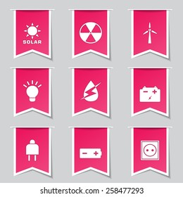 Energy Sign And Symbol Label Vector Pink Icon