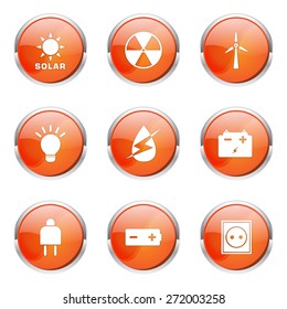 Energy Sign And Symbol Orange Vector Button Icon