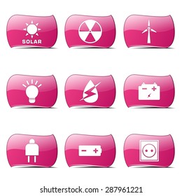 Energy Sign And Symbol Pink Vector Button Icon
