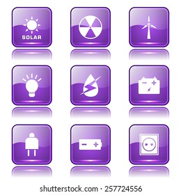 Energy Sign And Symbol Square Vector Violet Icon