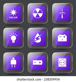 Energy Sign And Symbol Square Vector Violet Icon