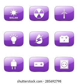 Energy Sign And Symbol Square Vector Violet Icon