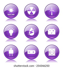 Energy Sign And Symbol Violet Vector Button Icon