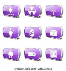 Energy Sign And Symbol Violet Vector Button Icon