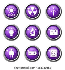 Energy Sign And Symbol Violet Vector Button Icon