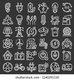Energy smart saving icon set. Outline set of energy smart saving vector icons for web design isolated on gray background