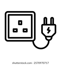 Energy Socket Outline bold Vector Icon which can be easily modified or Edited  