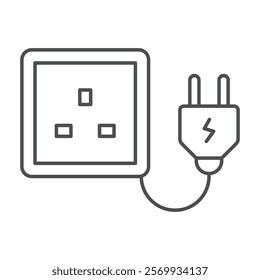 Energy Socket thinline icon, editable vector icon, pixel perfect, illustrator ai file 