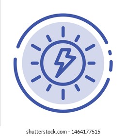 Energy, , Solar, Sun, Charge Blue Dotted Line Line Icon. Vector Icon Template background