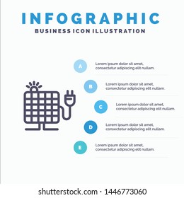Energy, Solar, Sun, Plug Line icon with 5 steps presentation infographics Background