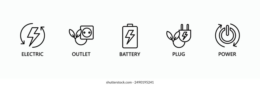 Energy Source Banner Web Icon Vector Illustration Concept With Icon Of Electric, Outlet, Battery, Plug, Power
