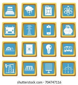 Energy sources icons set in azur color isolated vector illustration for web and any design