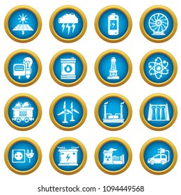 Energy sources icons set. Simple illustration of 16 energy sources vector icons for web