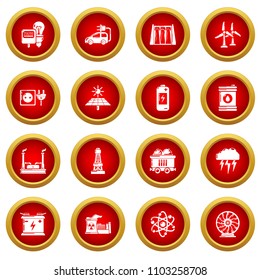 Energy sources icons set. Simple illustration of 16 energy sources vector icons for web