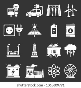 Energy sources icons set vector white isolated on grey background 