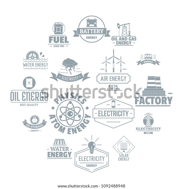 Energy sources logo icons set.\
Simple illustration of 16 energy sources logo vector icons for\
web