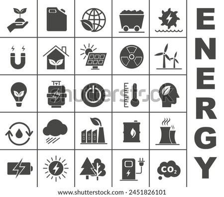 Energy sources. Set of vector icons of various energy sources. EPS 10.