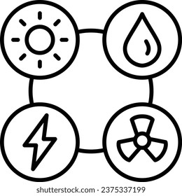 Icono vectorial de fuentes de energía. Se puede usar para imprimir, móviles y aplicaciones web.