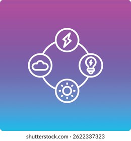 Icono de Vector de fuentes de energía. Se puede utilizar para aplicaciones de impresión, móviles y de Web.