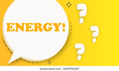 Energy. Speech bubble with text. Business concept. 3d illustration. Pop art style. Vector line icon for Business and Advertising
