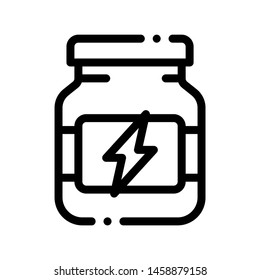 Energy Sport Supplements Vector Thin Line Icon. Sportsman Plastic Container With Energy Healthy Balancer Linear Pictogram. Dietary Protein Ingredient, Bar Bodybuilding Contour Illustration