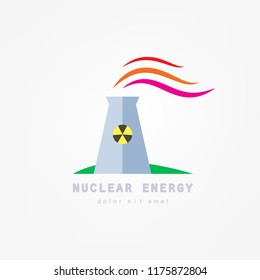Energy station. The nuclear power. Vector flat illustration