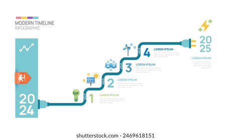 energy step timeline infographic line template. Modern milestone element timeline diagram, vector infographics.