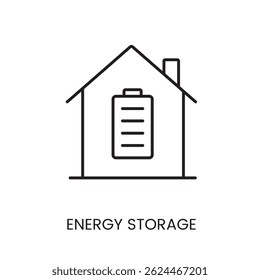 Ícone de armazenamento de energia com curso editável para sistemas de energia doméstica sustentáveis e soluções de backup