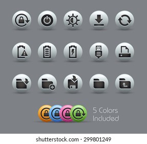 Energy and Storage Icons // Pearly Series ----- The Vector file includes 5 color versions for each icon in different layers -----