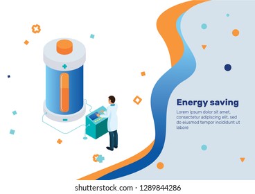 Armazenamento de energia. Conceito Isométrico.