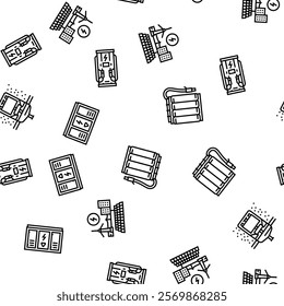 energy storage power system vector seamless pattern thin line illustration