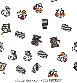 energy storage power system vector seamless pattern thin line illustration