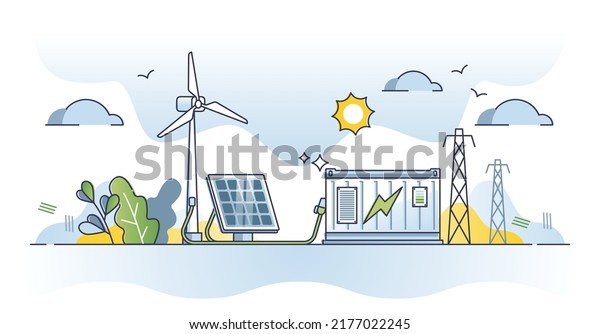 Energy Storage System Charging Station Batteries Stock Vector (Royalty ...