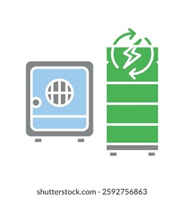 Energy storage technologies color flat icon. Vector isolated element. Editable stroke.