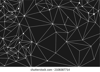 Energy structure shown on geometric abstract pattern. Ai plexus line and dot black concept with white triangles.