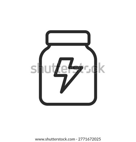 Energy Supplement bottle, linear style icon. dietary supplements and nutrition. Editable stroke width