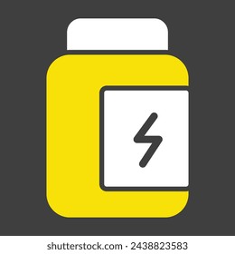 Energy supplement vector solid icon on dark background. Graph symbol for fitness and weight loss web site and apps design, logo, app, UI