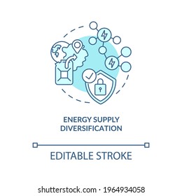 Energy supply diversification concept icon. Security strengthening idea thin line illustration. Risk management strategy. Competitive prices. Vector isolated outline RGB color drawing. Editable stroke