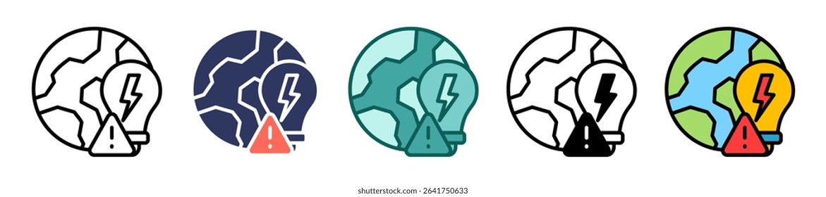 Energy Supply Shortage Icon Multiple Vector Illustration