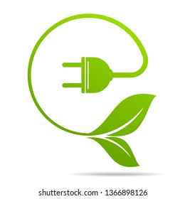 Energy sveing  leaves and electric plugs design