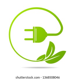 Energy sveing  leaves and electric plugs design