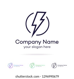 Energy symbol set for charged car station, electric power icon, lightning bolt, wireless charging, ui, poster, t shirt. Thunder symbol. Storm pictogram. Flash light sign. Vector 10 eps