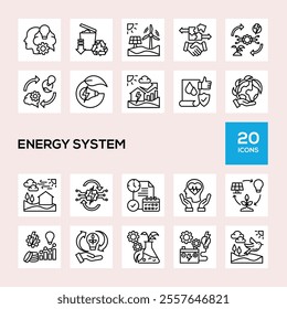 Energy System Line Icon Set Collection