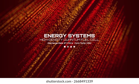 Energy systems high-density quantum fuel cell on abstract tech background. Innovative technology concept for power generation.
