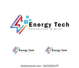 Energy tech logo creative electric digital connect business