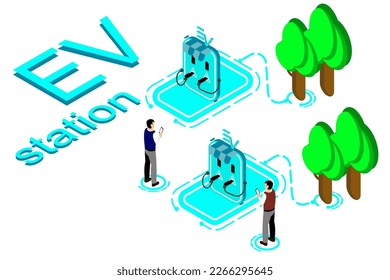 energy technology concept.station. Isometric vector design.