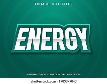 Energy Text Effect Editable Template Design With Abstract Style And Modern Concept