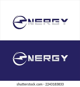 Logo dinámico del tipo de letra del texto de la energía con el rayo - logotipo de la energía moderna