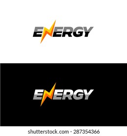 Energy text font dynamic logo with lightning instead of N letter.