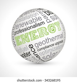 Energy theme sphere with keywords full vector